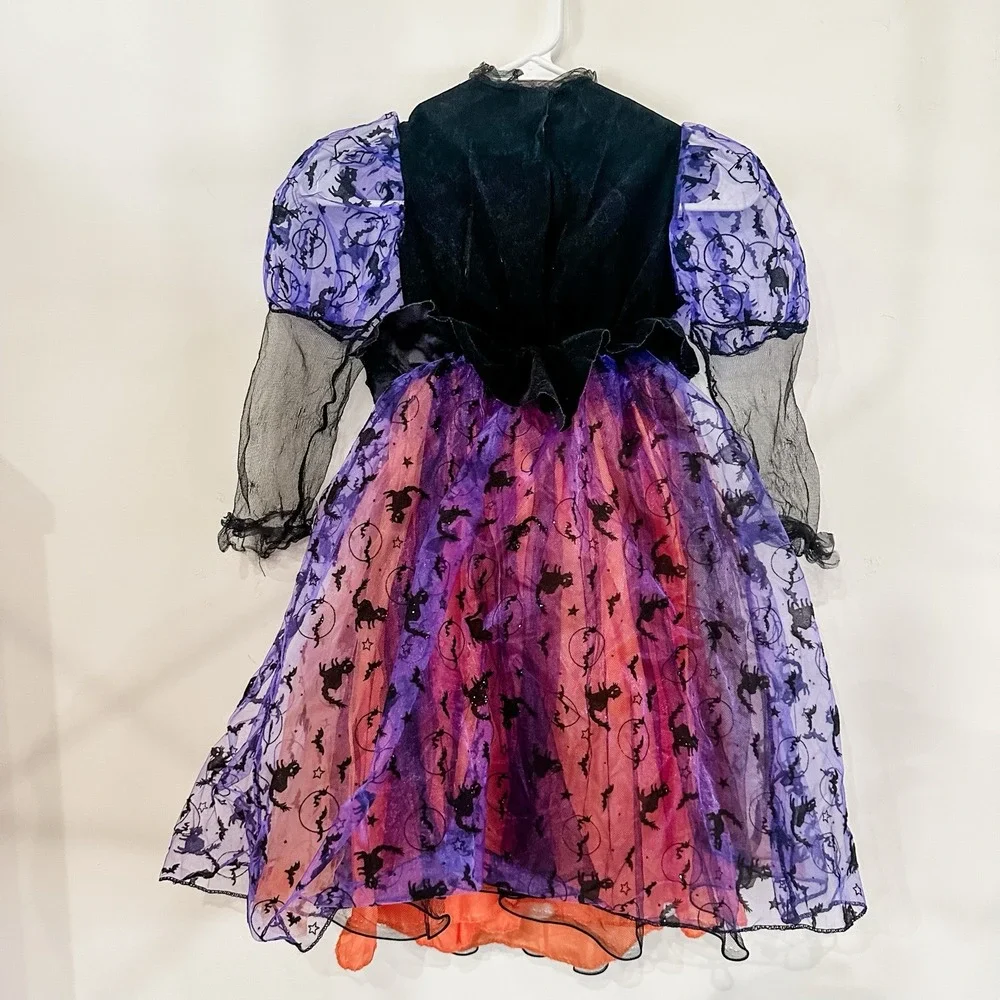 Rubie's‎ Purple & Orange Witch Halloween Costume Dress girls Small 4-6 Light Up